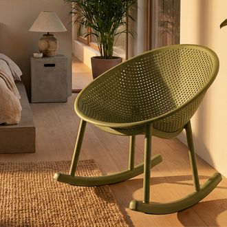 Dmora Silla Phunt, 2 Sillas, Mecedora, Apta Para Interior/exterior, Estructura De Pl&aacute;stico, Verde