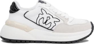Pinko Mesh Leren Sneakers Love Birds - Dames - Sneakers - Wit - 37 EU - Leer - Schoenen