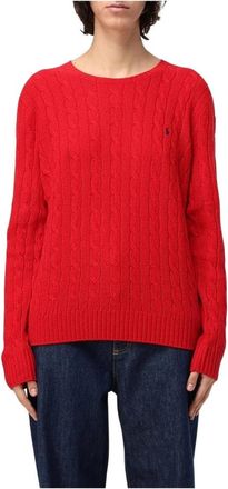 Polo Ralph Lauren Ruby Cable Gebreide Trui - Dames - Ronde hals truien - Rood - L - Truien & Vesten