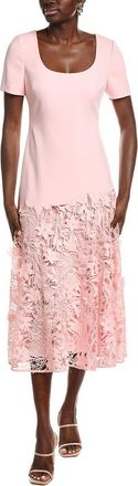 Badgley Mischka Crepe Lace Midi Dress