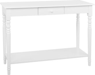 Beliani Consolle Piano Mdf Bianco Con Gambe In Legno Di Pino Con Un Cassetto Tobago