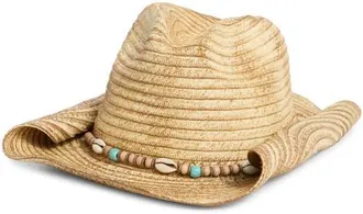 San Diego Hat Company Shell Trim Straw Cowboy Hat in Toast at Nordstrom