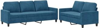 vidaXL Vidaxl - Set di Divani 2 pz con Cuscini Blu in Velluto