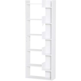 HOMCOM Estanter&iacute;a de 6 niveles de forma irregular moderna antivuelco 60x21x162,5 cm blanco - Homcom