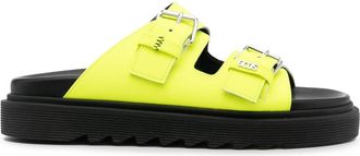 GCDS buckle-strap leather slides - women - Calf Leather/Rubber/Calf Leather - 36 - Yellow
