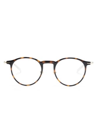 Montblanc tortoiseshell round-frame glasses - unisex - Acetate - 48 - Brown