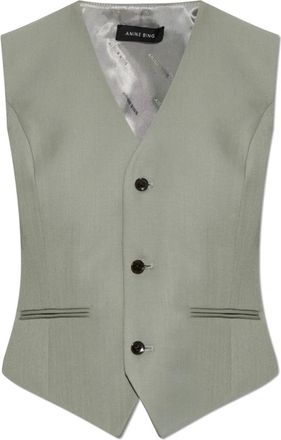 Anine Bing Mario Vest - Dames - Gillet - Grijs - S - Wol - Kostuums