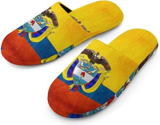 Generic Colombia Flag Cotton Slippers for Men Memory Foam House Slippers Soft Anti-skid Sole Indoor Outdoor Shoes