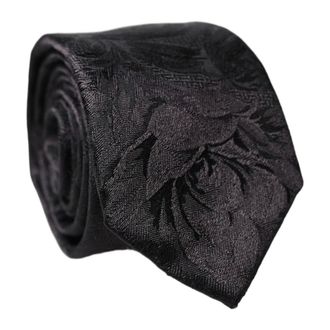 Dolce & Gabbana Ties, male, Black, Size: ONE SIZE Floral Fantasy Silk Adjustable Necktie