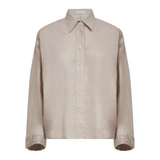 Brunello Cucinelli Brunello Cucinelli, Shirts, female, Beige, Size: XS Dazzling Cascade Cuffs Shirt