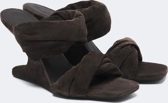 Rick Owens Twisted Cantilever suede wedge mules