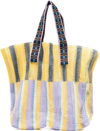 Epice Kanpur striped mesh tote bag - Yellow