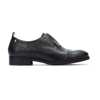 Pikolinos Stijlvolle veterschoenen zonder veters - Dames - Loafers - Zwart - 42 EU - Leer - Schoenen