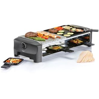 Princess 162820 Raclette 8 Stone & Grill Party, 1300 w, Alluminio, Nero - Princess