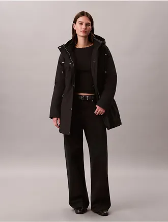 Calvin Klein Jeans Calvin Klein Womens Lightweight Mid Length Parka Jacket - Black - XL