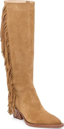 Dolce Vita Roley Fringe Western Boot in Light Brown Suede at Nordstrom, Size 7.5 Regular Calf