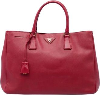 Prada Pre-owned Galleria Tote - Dames - Vintage Shopper - Rood - ONE Size - Leer - Vintage