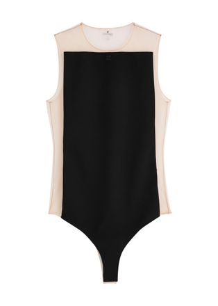 Courrèges Illusion Panelled Jersey and Tulle Bodysuit - Black - L (UK14 / L)