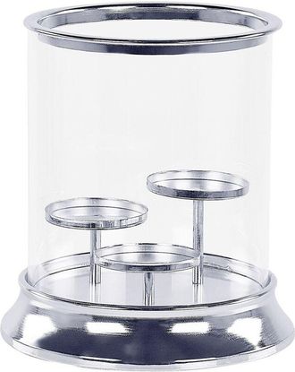 Beliani Elegante portacandele per 3 candele metallo vetro diffusore argento Cilegon