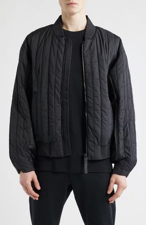 Rains Koya Vision Quilted Bomber Jacket in Black at Nordstrom, Size X-Large