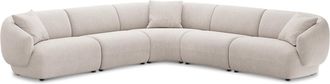 Castlery Auburn Extended L-Shape Sectional Sofa Customized, Performance Linen Weave, Light Grey, Spill Resistant, Modular for Castlery