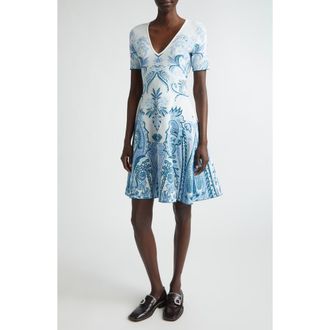 Etro Paisley Double Knit Jacquard Sweater Dress in Sugar Paper Blue at Nordstrom, Size 36