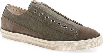 John Varvatos Vintage Laceless Low Top Sneaker in Fossil Grey at Nordstrom, Size 11.5