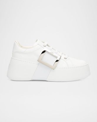 Roger Vivier Viv Skate Leather Buckle Sneakers