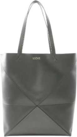Loewe Pre-owned Puzzle Fold Large Leather Tote Bag - Dames - Vintage Shopper - Grijs - ONE Size - Leer - Vintage