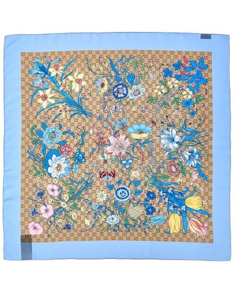 Gucci Printed Gg Silk Twill Carre