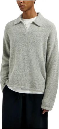 Olaf Hussein Signature Gebreide Polo - Heren - Polos - Grijs - M - Wol - Tops