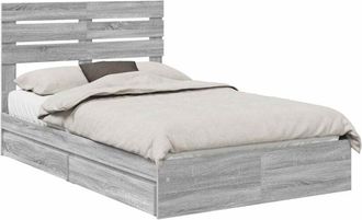 vidaXL Storage Bed Grey Sonoma 135 x 190 cm Engineered Wood vidaXL