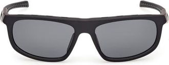 adidas 56mm Geometric Sunglasses in Matte Black /Smoke at Nordstrom