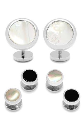 Cufflinks Inc. Ox and Bull Trading Co. Mother-of-Pearl Cuff Links & Shirt Stud Set in White at Nordstrom