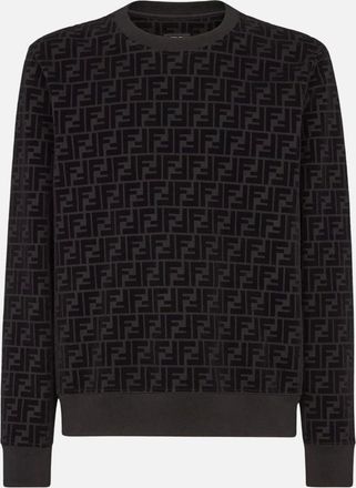Fendi Mens Fendi FF Logo Monogram Sweatshirt - Black - Size: 36