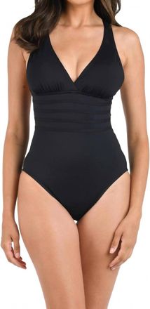La Blanca Standard Island Goddess Multi Strap Cross Back Swimsuit In Black
