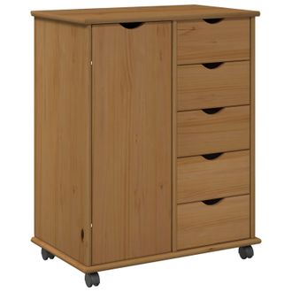 vidaXL Gabinete Rodante Con Rueda Marr&oacute;n Miel 63,5 X 39 X 79 Cm Vidaxl
