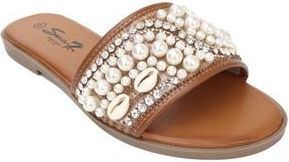 Seven 7 Embellished Slide Sandal in Cognac at Nordstrom Rack, Size 8.5