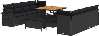 vidaXL Garden Sofa Set with Storage 11 pcs Black Poly rattan Vidaxl