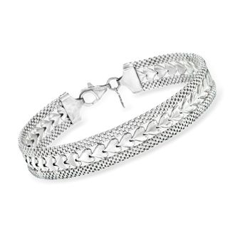 Ross-Simons Italian Sterling Silver Heart-Motif Bracelet