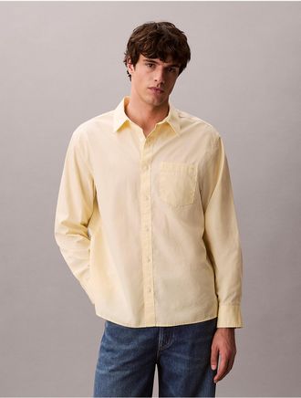 Calvin Klein Jeans Calvin Klein Mens Washed Poplin Relaxed Button-Down Shirt - Yellow - XL