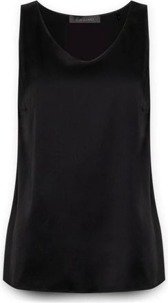 Elena Miro Tops, Dames, Zwart, XL, Top met V-hals in stretchviscose