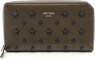 Jimmy Choo London Khaki Leather Long Wallet (Bi-Fold) (Pre-Owned)