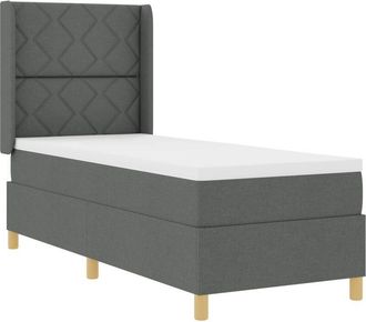 vidaXL Box Spring Bed with Mattress Dark grey 80 x 200 cm Fabric Vidaxl