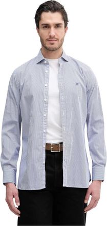 Hackett Gecentreerd overhemd met klassieke gestreepte kraag - Heren - Casual Overhemden - Blauw - 2XL - Katoen - Overhemden