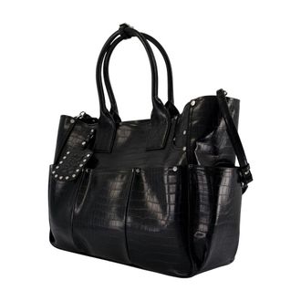 Ganni Croc-Embossed Calfskin Tote Bag - Black