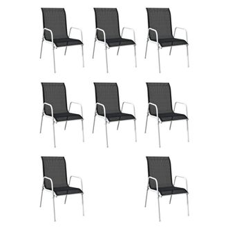 Berkfield Home Comfortable 9 Piece Outdoor Dining Set Steel Black
