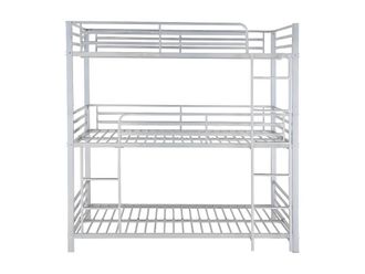 Vente-Unique Triple Bunk Beds - 3 X 90 X 190 Cm - Metal - Silver - ELOUAN III | Size: Single