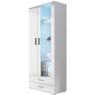 Mirjan24 Mobilier1 - Estanter&iacute;a Tornola 105, Negro + Negro Brillante, Con Cajones, Con Puertas, Cerrable, Aglomerado Laminado, Vidrio, N&uacute;mero De Puertas: 0, N&uacute;