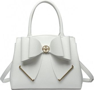Like Dreams Womens Poppy Bowtie Top Handle Satchel Bag In White